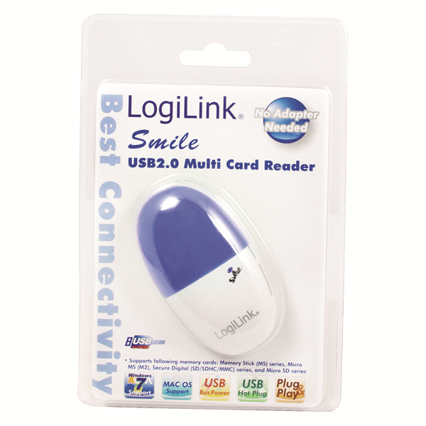 Smile Serisi USB2.0 Multi Kart Okuyucu, Mavi