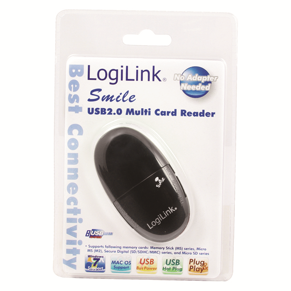 Smile Serisi USB2.0 Multi Kart Okuyucu, Siyah