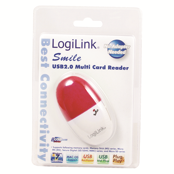 Smile Serisi USB2.0 Multi Kart Okuyucu, Kırmızı