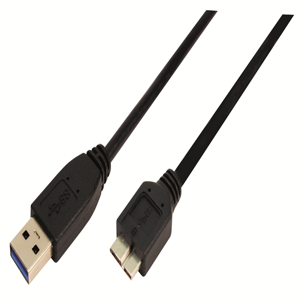 USB 3.0 Type A to Type Micro B Kablo, Siyah, 2.0m