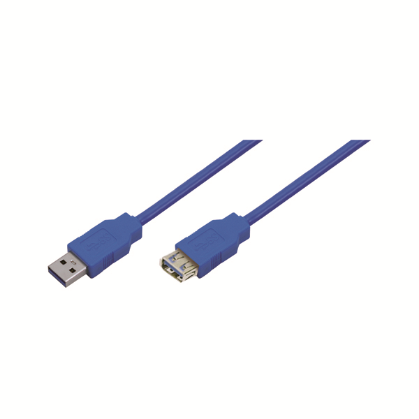 USB 3.0 Type A to Type A Uzatma Kablosu, Mavi, 1.0m