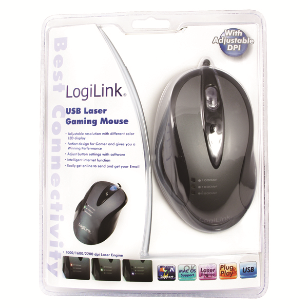 Laser Gaming Mouse, Gri - Siyah