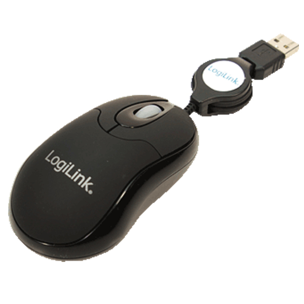 Mini USB Kablolu Optik Mouse, Makaralı, Siyah