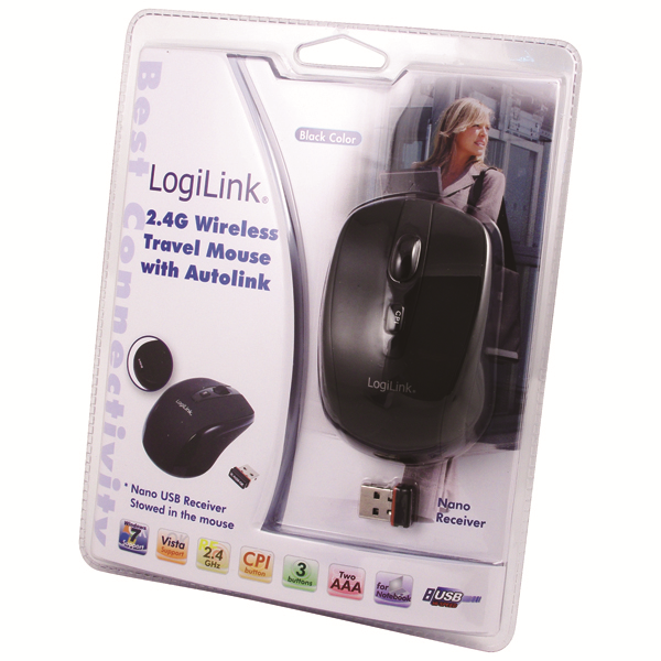 2.4GHz Mini Kablosuz Optik Mouse, Siyah