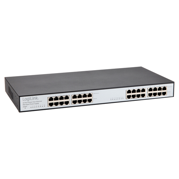 16 Port RackMount Fast Ethernet POE Midspan Switch, 19"