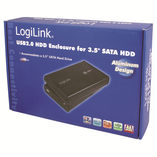 3.5" USB2.0 SATA HDD Kutusu, Siyah