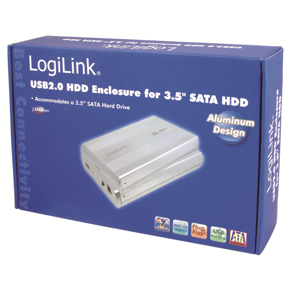 3.5" USB2.0 SATA HDD Kutusu, Gümüş