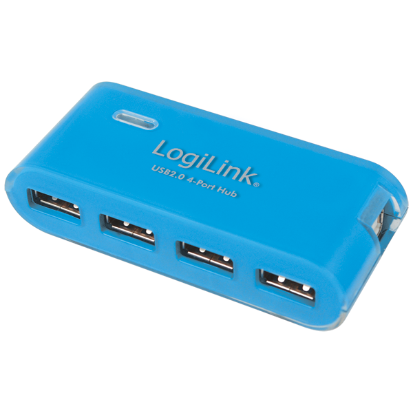 4 Port USB 2.0 Hub + Güç Adaptörü, Mavi