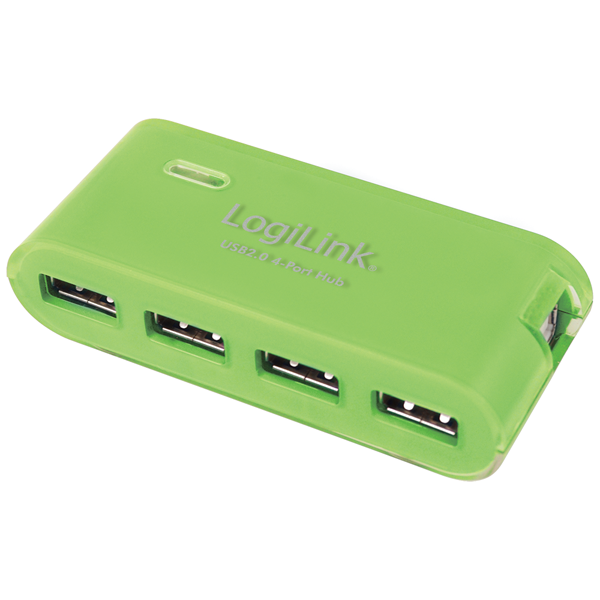 4 Port USB 2.0 Hub + Güç Adaptörü, Yeşil