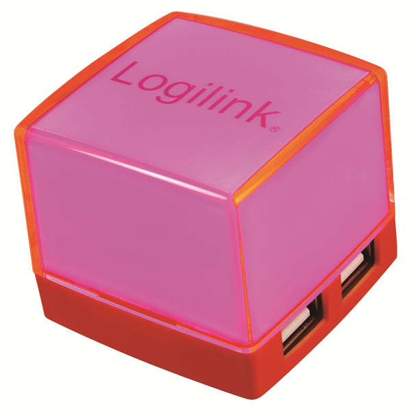 Cube Serisi 4 Port USB 2.0 Hub, Pembe