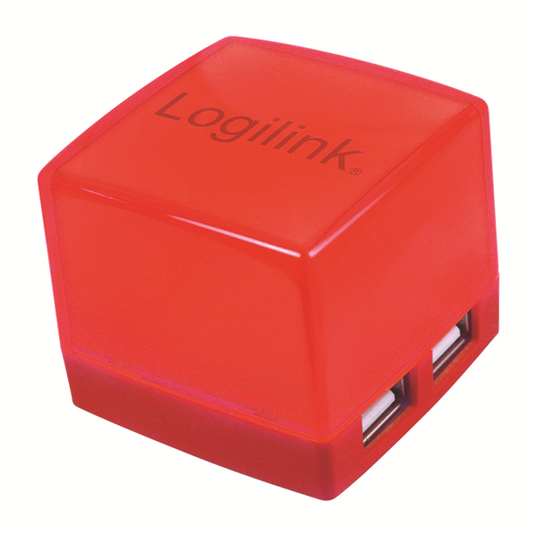 Cube Serisi 4 Port USB 2.0 Hub, Kırmızı