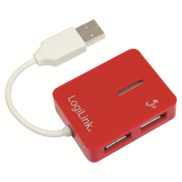 Smile Serisi 4 Port USB 2.0 Hub, Kırmızı