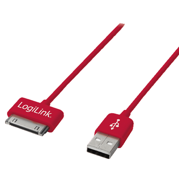 iPod, iPhone, iPadler için USB Data ve Şarj Kablosu, Kırmızı, 1.0m