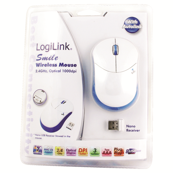 Smile Serisi 2.4GHz Kablosuz Optik Mouse, Mavi