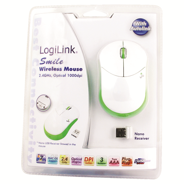 Smile Serisi 2.4GHz Kablosuz Optik Mouse, Yeşil