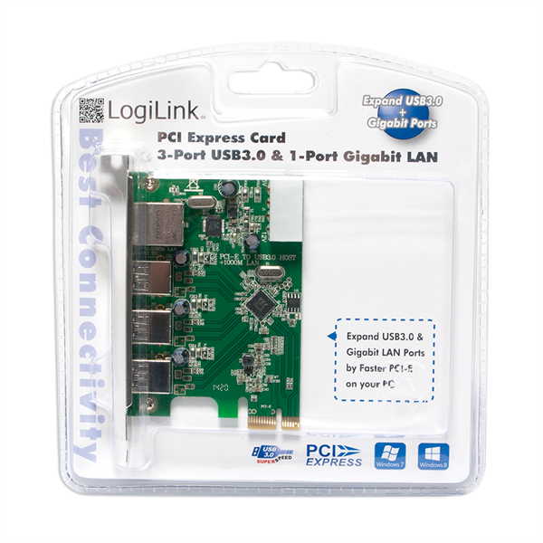 3 Port USB 3.0 + 1 Port Gigabit LAN PCI Express Kart