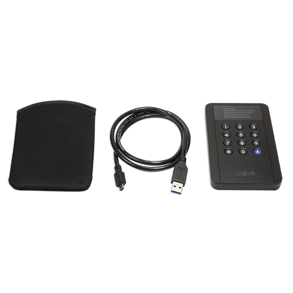 LockDown USB3.0 2.5" SATA Şifreli HDD Kutusu, Siyah