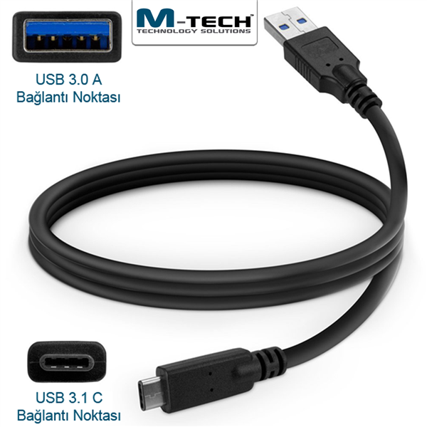 USB 3.1 Type C Şarj ve Data Kablosu, 1m