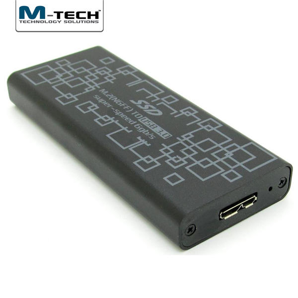 USB3.0 NGFF M.2 SATA 6Gbps için Harici SSD Disk Kutusu, Siyah
