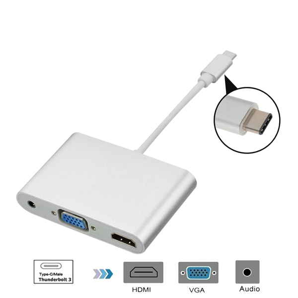 USB 3.1 Type-C to HDMI, VGA ve Audio Combo Dönüştürücü