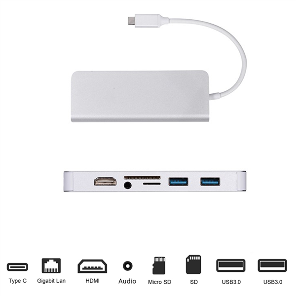 USB 3.1 Type-C to 4K HDMI, Gigabit Ethernet, SD Kart Okuyucu ve USB Combo Dönüştürücü